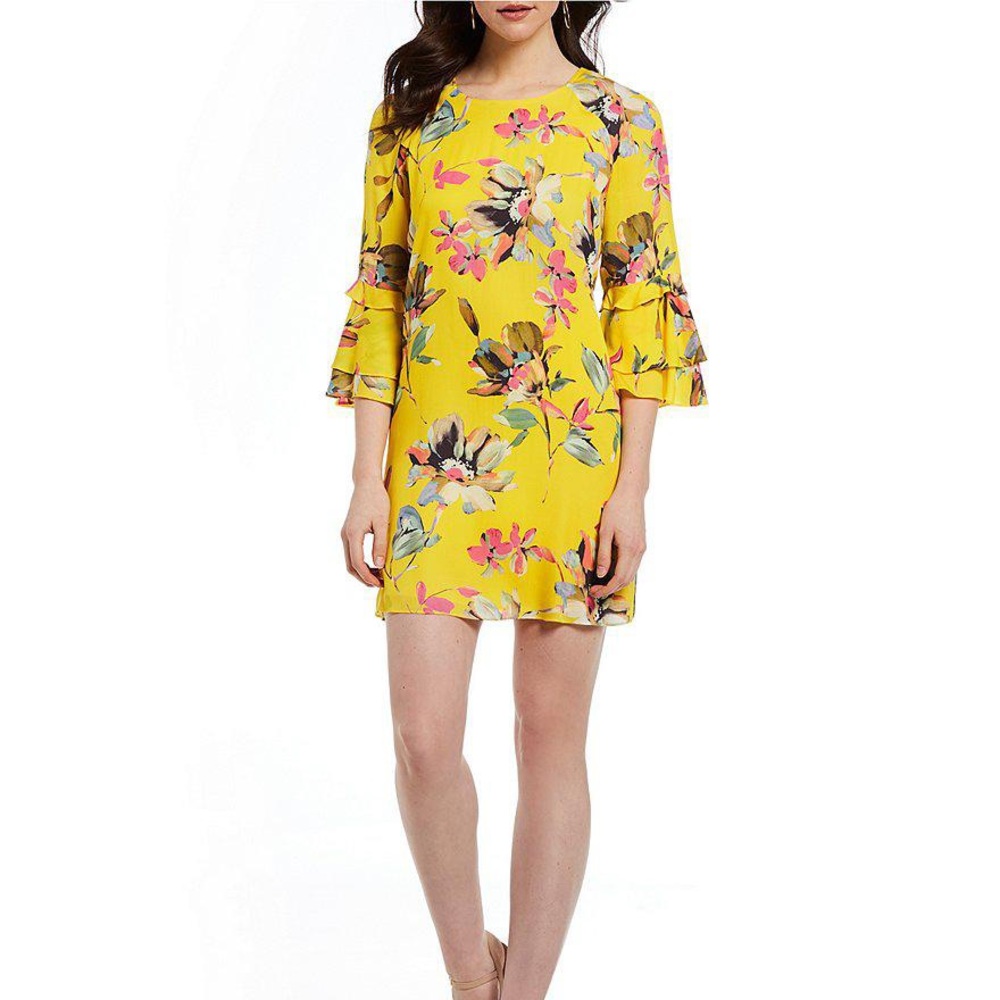 Gianni Bini Dandy Floral Print Bell Sleeve Dress